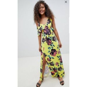 Tall asymmetric ruffle maxi dress